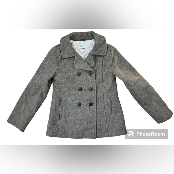 Old Navy Other - Old Navy Girls Recycled Wool Peacoat in Light Grey Sz L 10-12